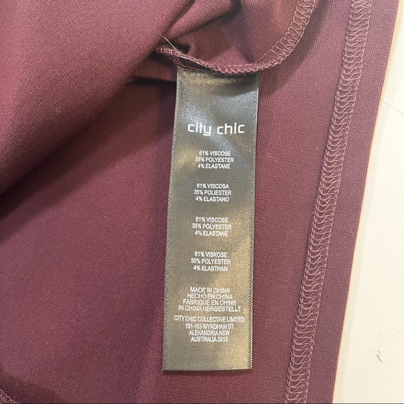 City Chic Maroon Square Neck Dress with Belt Size XXL - Picture 6 of 9